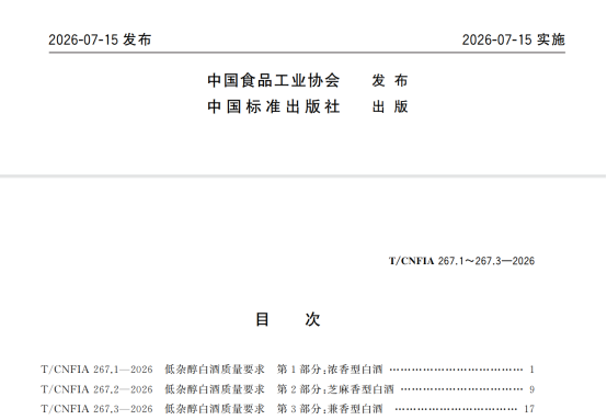 低杂醇白酒标准颁布对行业的影响
